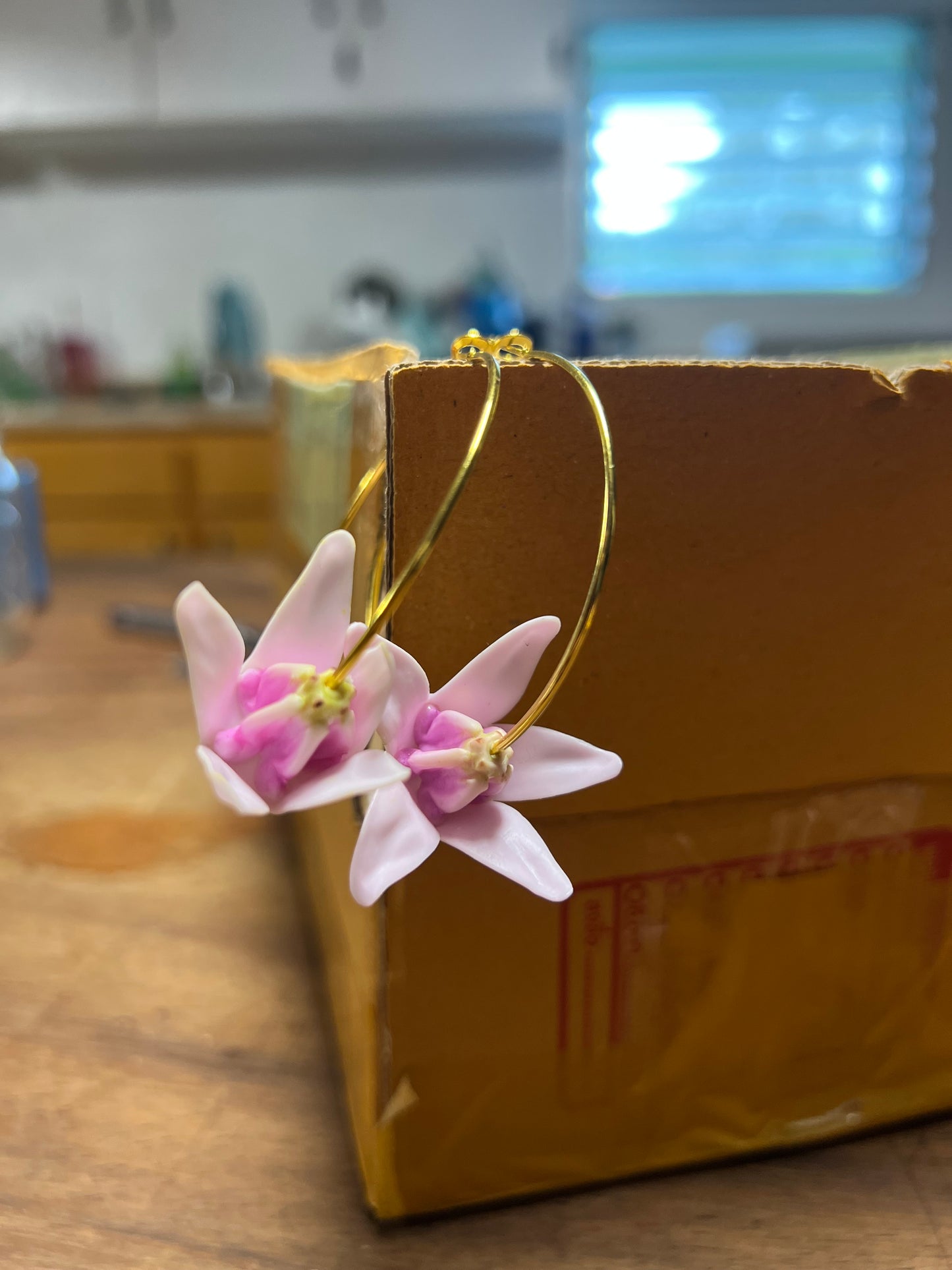 Crown Flower Hoops Earrings