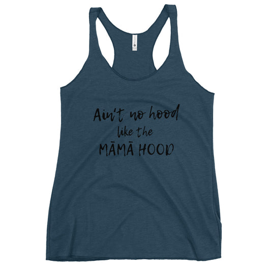 MĀMĀHOOD in BLK TEXT Racerback Tank