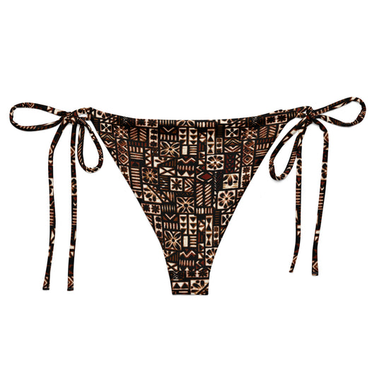 BANYANS BOTTOM in RETRO TAPA All-over print recycled string bikini bottom